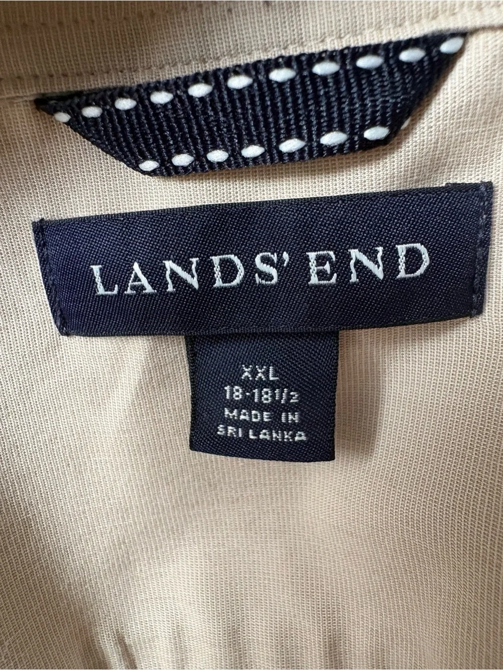 Lands' End Men's Short-Sleeve Shirt Jacket in Light Beige